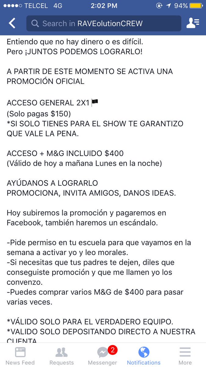 RaveCrewMty's tweet photo. YA VIERON, SOLO HOY Y MAÑANA $400 M&amp;G Y 2X1 ENTRADA GENERAL, COMPREN PORQUE SI NO LO VAN A CANCELAR https://t.co/wFWmbCNDY4