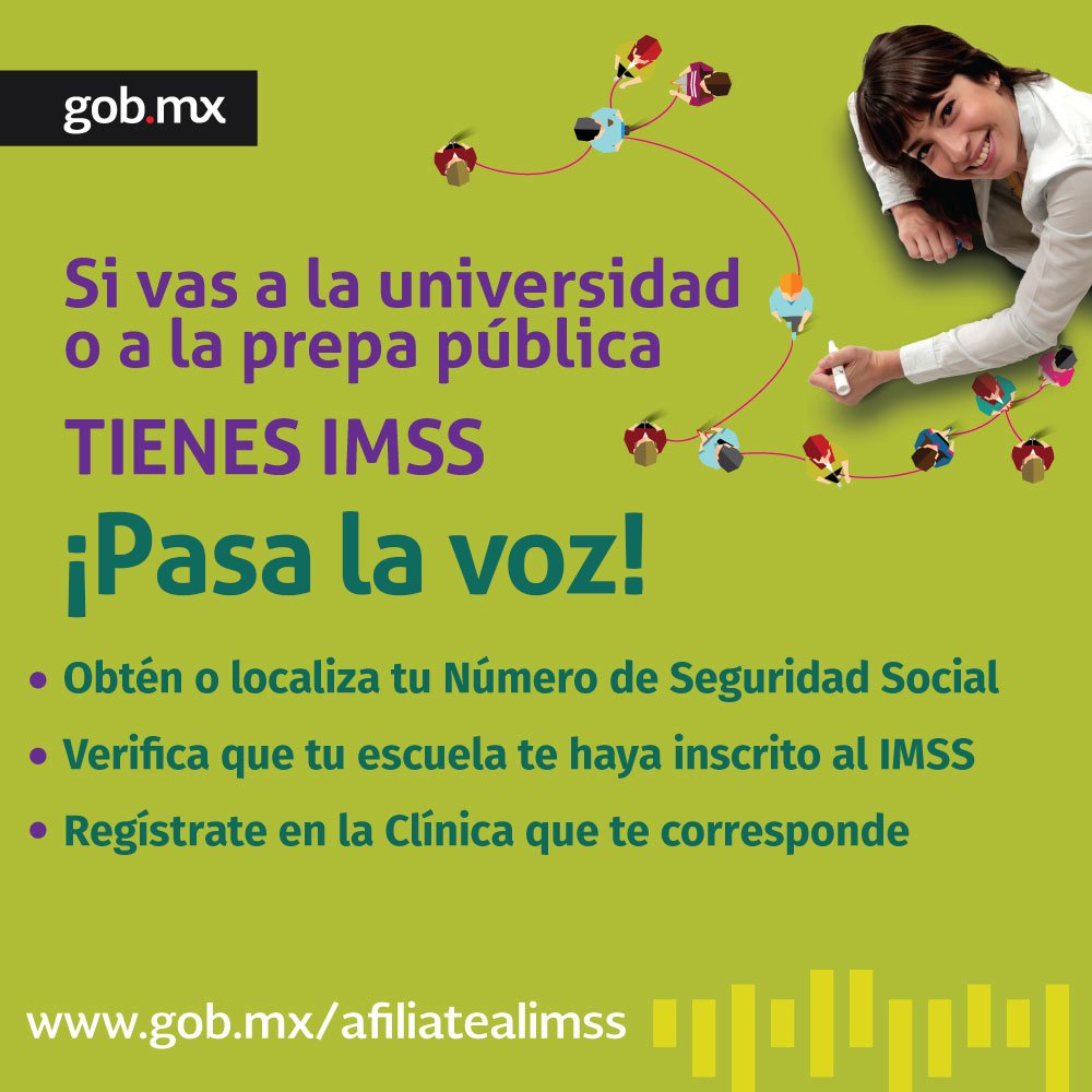 Tu_IMSS's tweet photo. ¿Ya pasaste la voz? Los estudiantes de prepa o universidad pública tienen derecho a ser afiliados al @Tu_IMSS https://t.co/VmP8UdH294