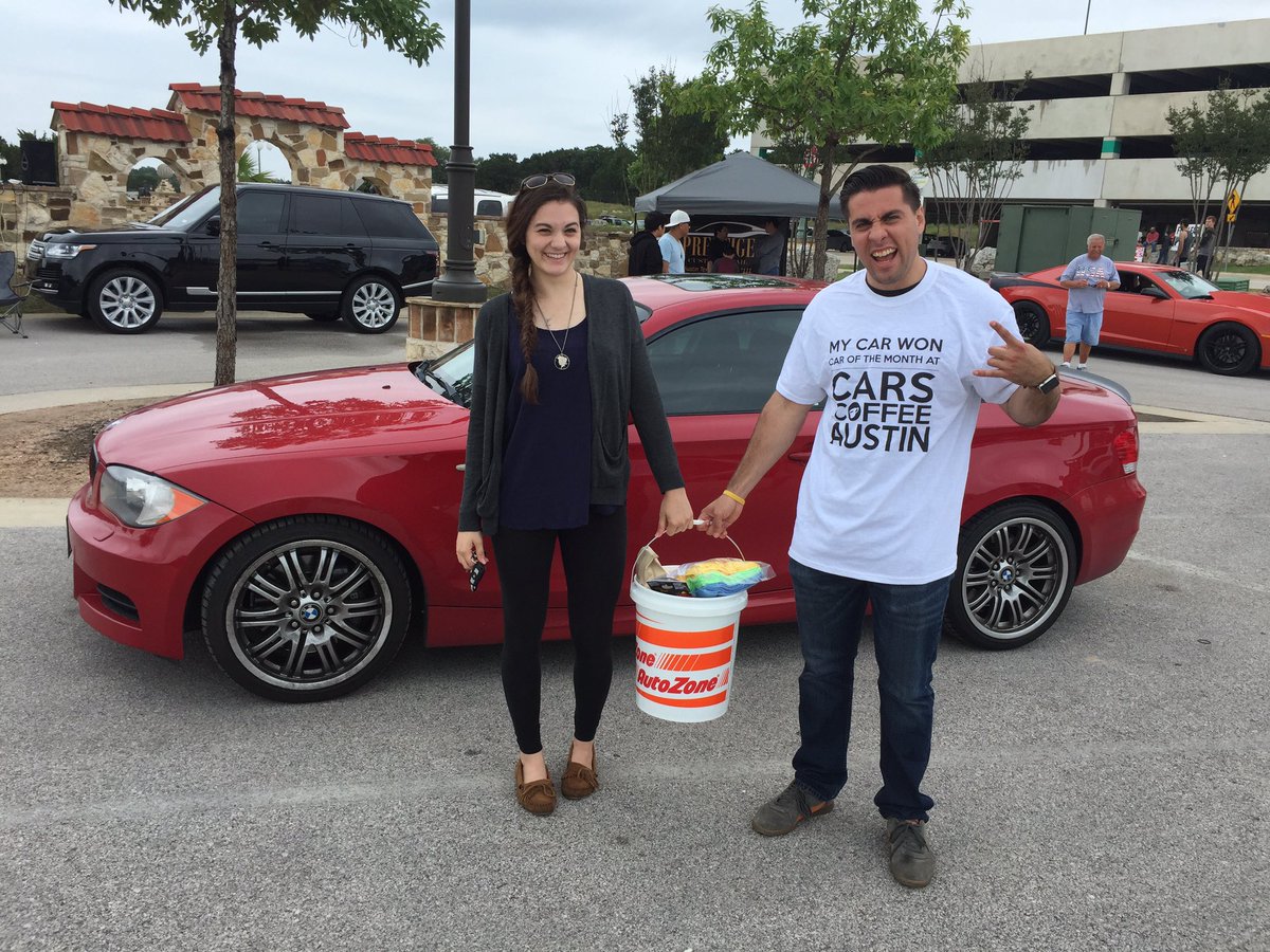 CarsCoffee's tweet photo. Congratulations to our first ever CARS AND COFFEE AUSTIN WINNERS!  Tiffany and Alan! Over $350 prize package!! https://t.co/ZqcT3Kepxu