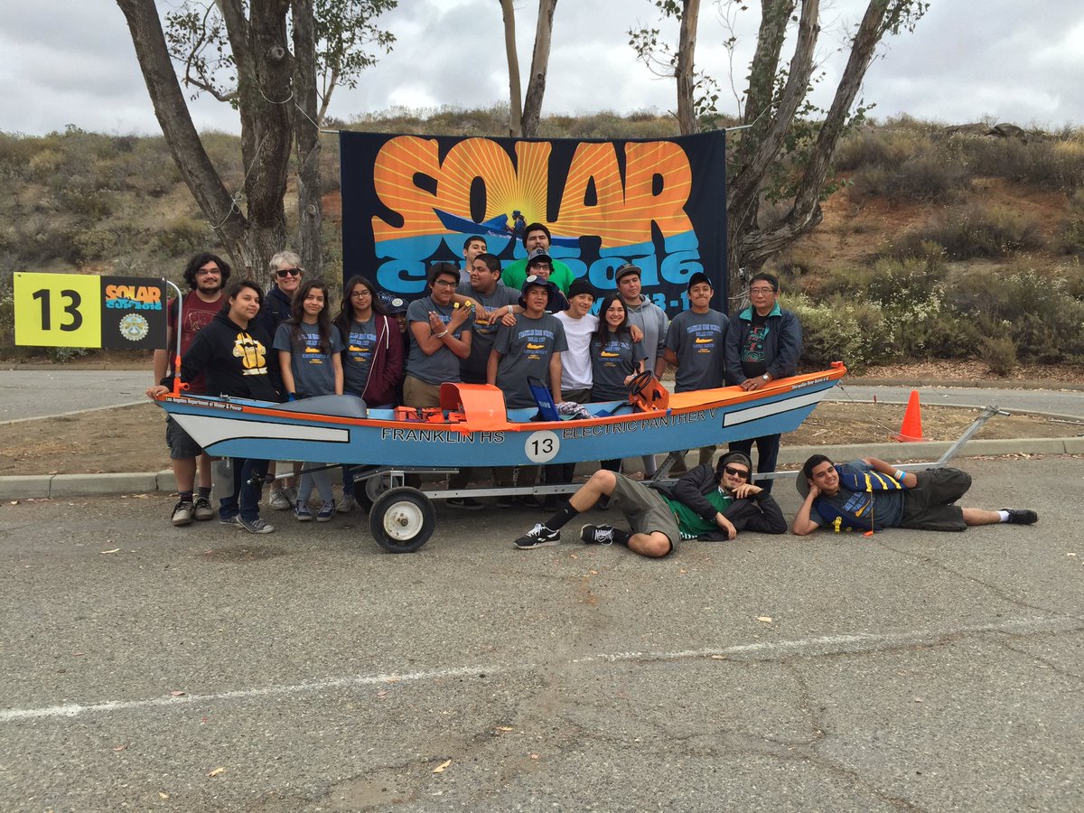 suesims's tweet photo. Looking good #FranklinHS sponsored by @LADWP. Thanks for being @mwdh2o #SolarCup2016 https://t.co/R49WoU7NtS
