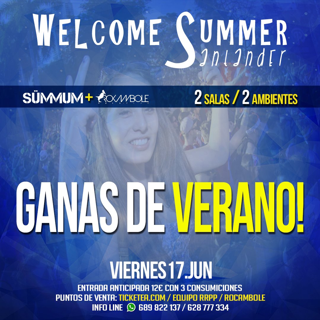 WelcomeSummerSD's tweet photo. ¡WELCOME SUMMER SANTANDER! 🎉

2 salas / 4 DJs / Pulseras / Sorteos

17 Junio 2016

RT + SEGUIR sorteamos 2 entradas! https://t.co/2GlVeQTEme