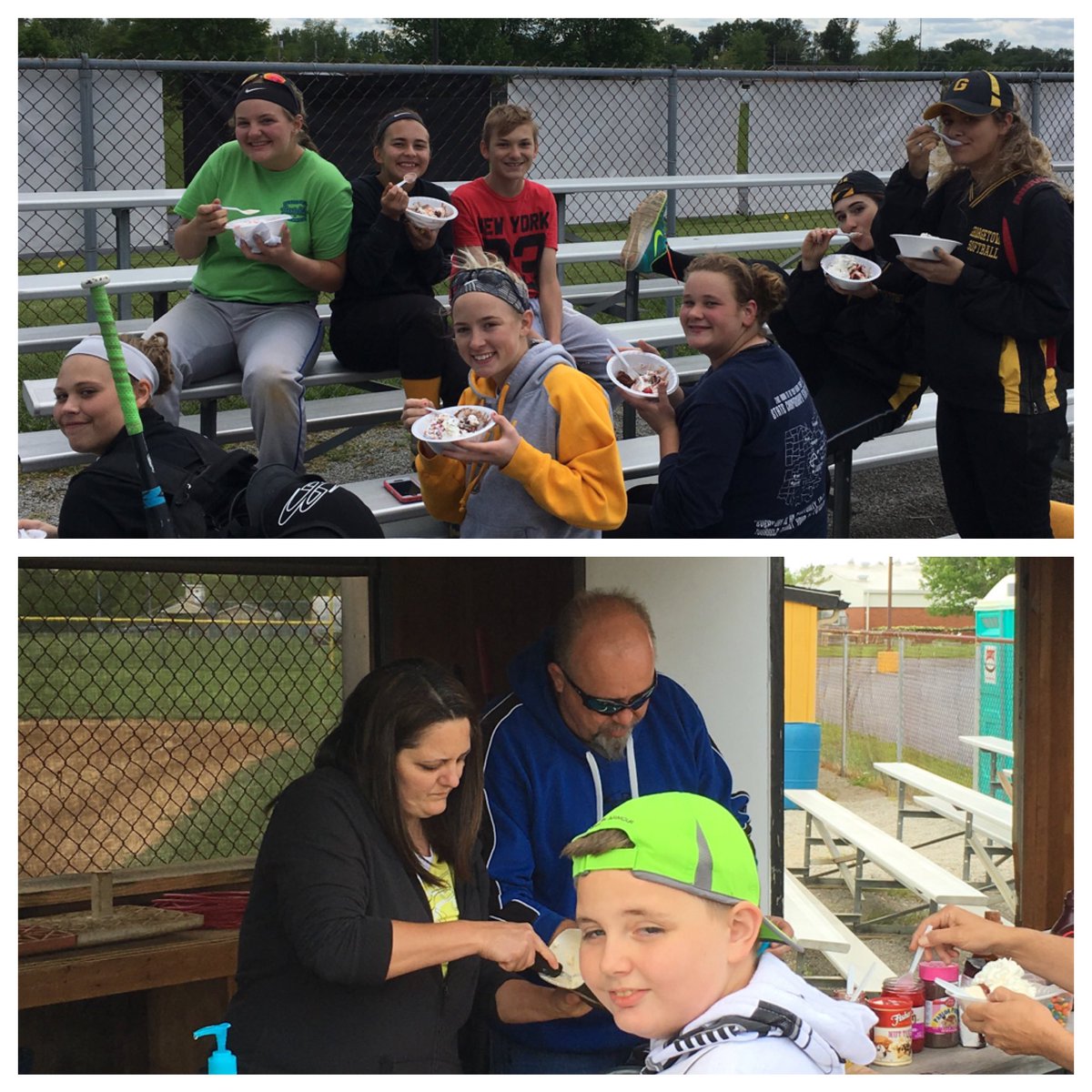 SEIGMA6's tweet photo. Lady G-Men Softball enjoying ice cream thanks to the Keplinger family after a light Sunday practice. #SectionalPrep https://t.co/T6FfJ0scub