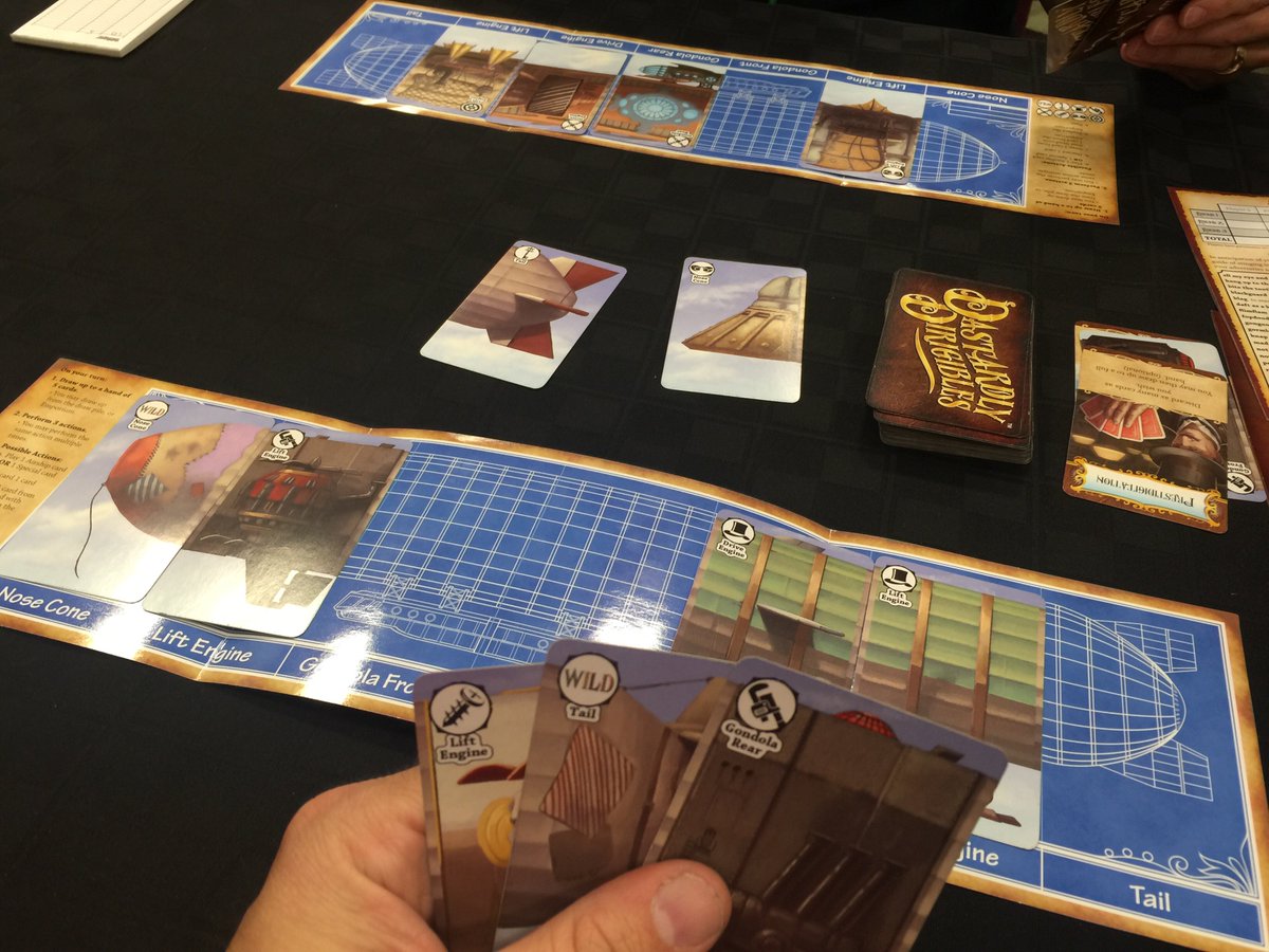 superboardbros's tweet photo. #DasterdlyDirigibles is a riot! How much fun! And the art! @firesidegames @Chupacabra_Con https://t.co/GSaxk3I9Ze