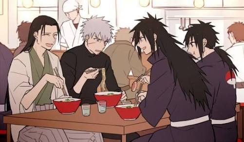Eating together with Senjus and Madara.