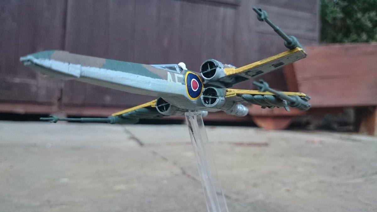 RyanWheatstone's tweet photo. In a RAF Base far far away.... Revell 1/200 X-wing finished https://t.co/s5kRxX4EuT