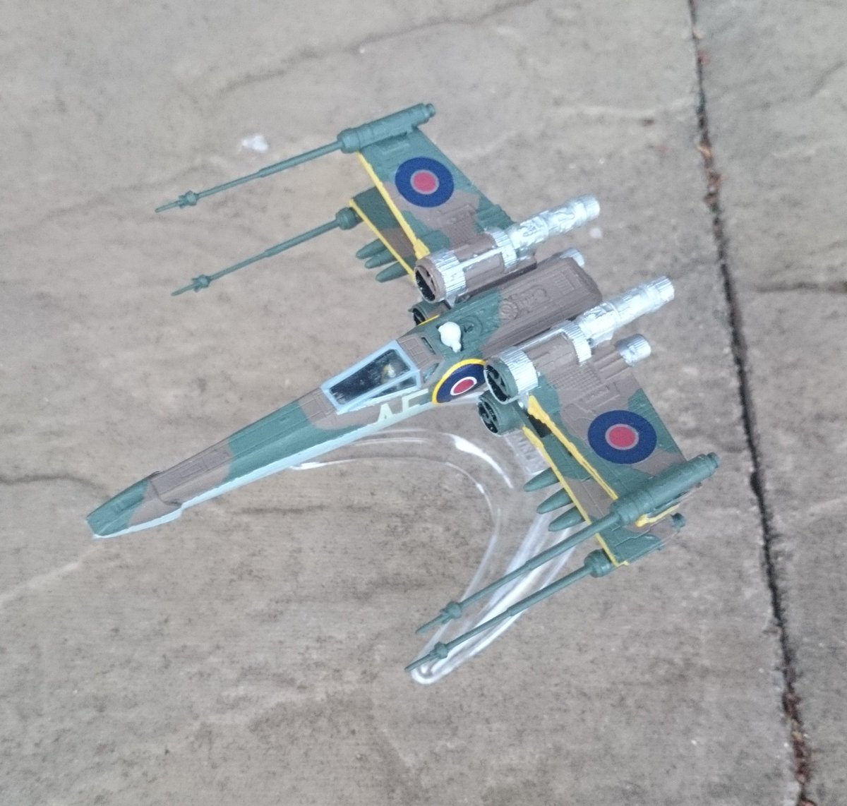 RyanWheatstone's tweet photo. In a RAF Base far far away.... Revell 1/200 X-wing finished https://t.co/s5kRxX4EuT