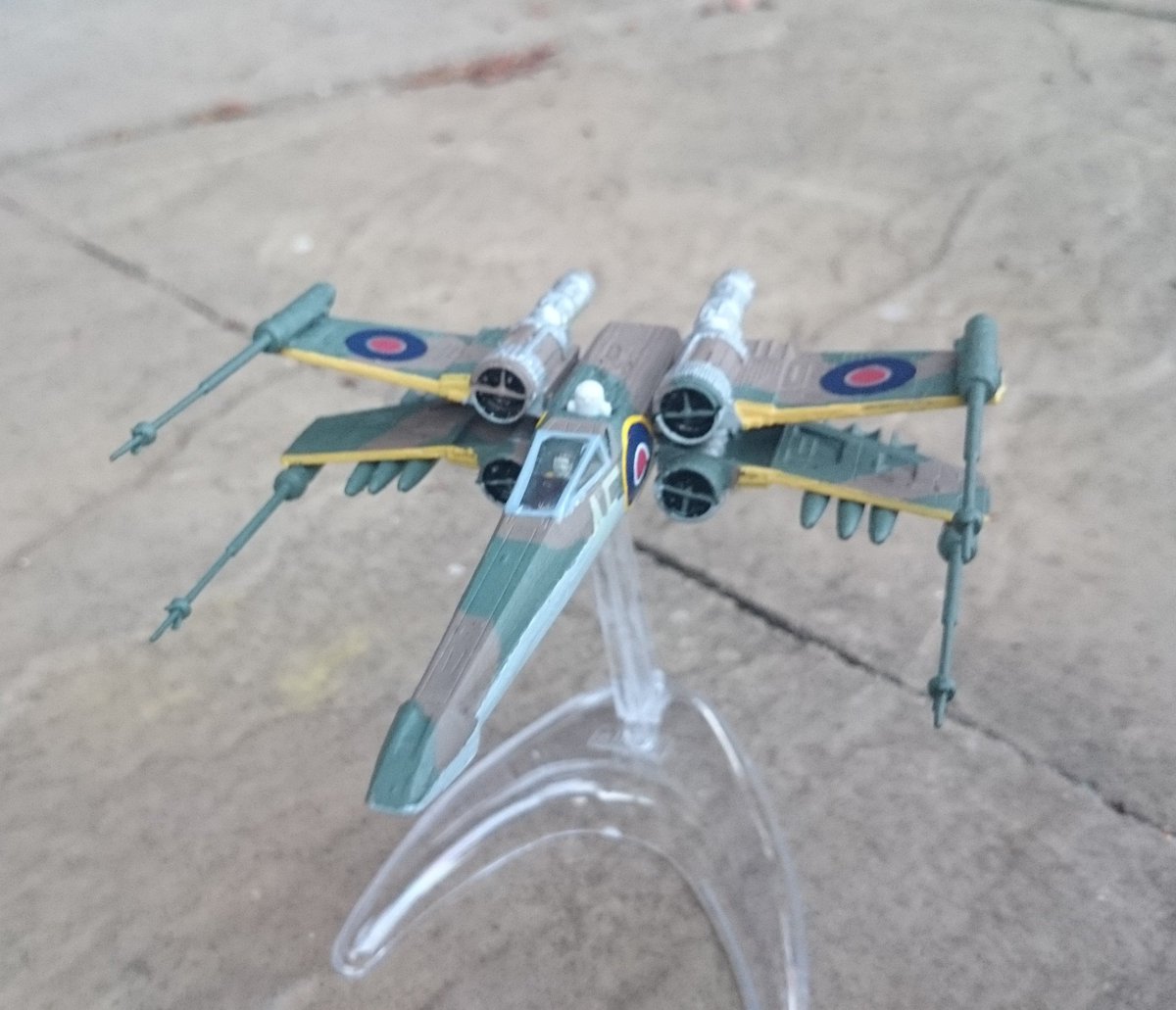 RyanWheatstone's tweet photo. In a RAF Base far far away.... Revell 1/200 X-wing finished https://t.co/s5kRxX4EuT