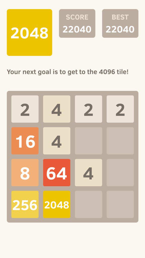 Ursha's tweet photo. I got to the 2048 tile! @2048_game https://t.co/S5k1xsBWqV https://t.co/r7WRl3bXfl
