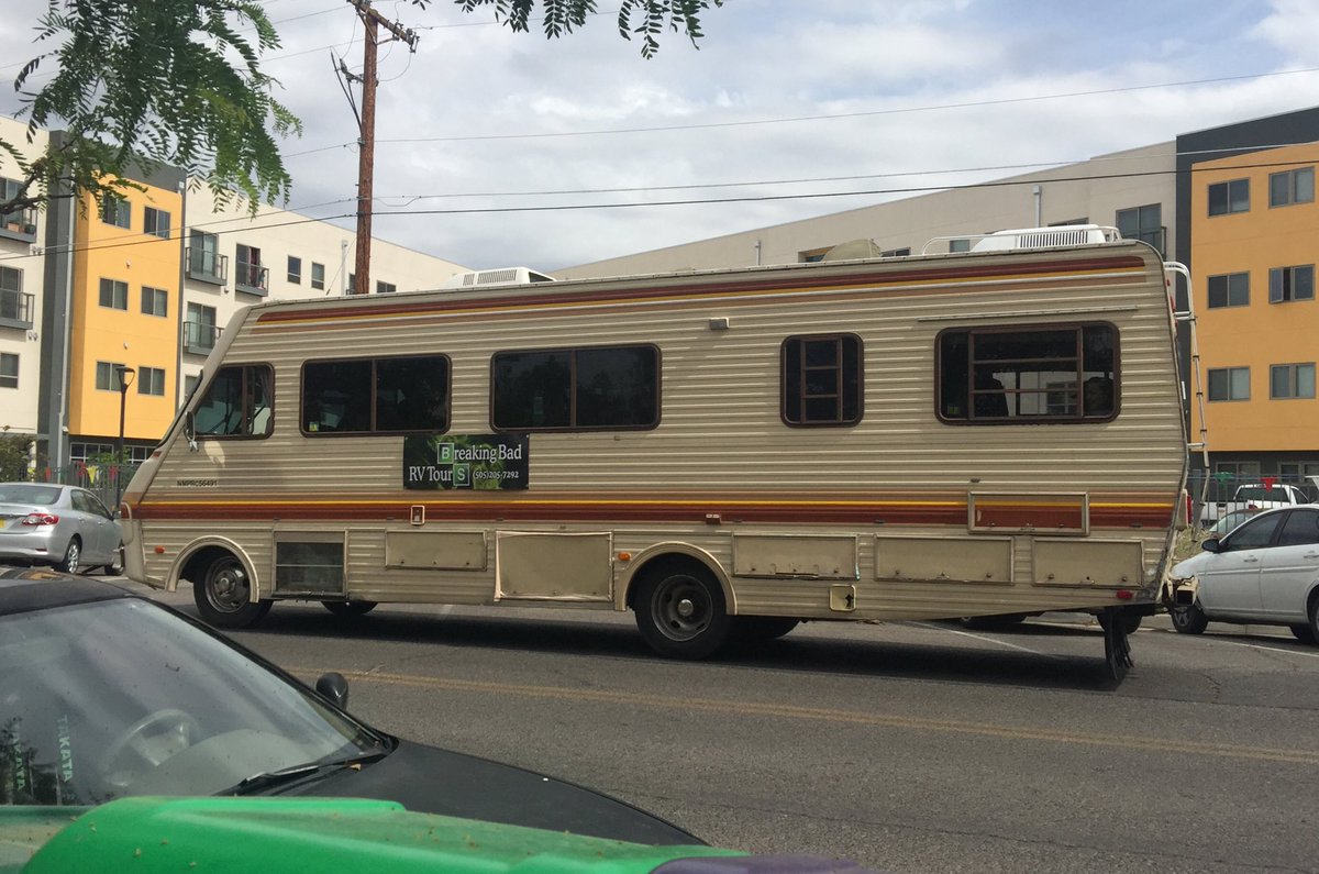 geomenke's tweet photo. Being gawked at by the #BreakingBad tour while eating breakfast below Tuco's hideout! #LifeInAlbuquerque https://t.co/TnGT2cL1hU