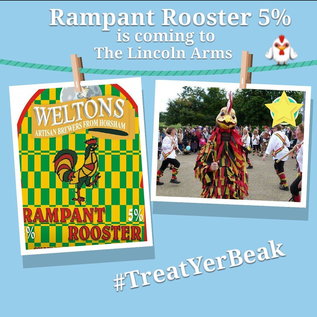 Did you know that the Lincoln Arms in #Dorking will have some <a href="/WeltonsBrewery/">Ray Welton</a> Rampant Rooster Ale in this week?