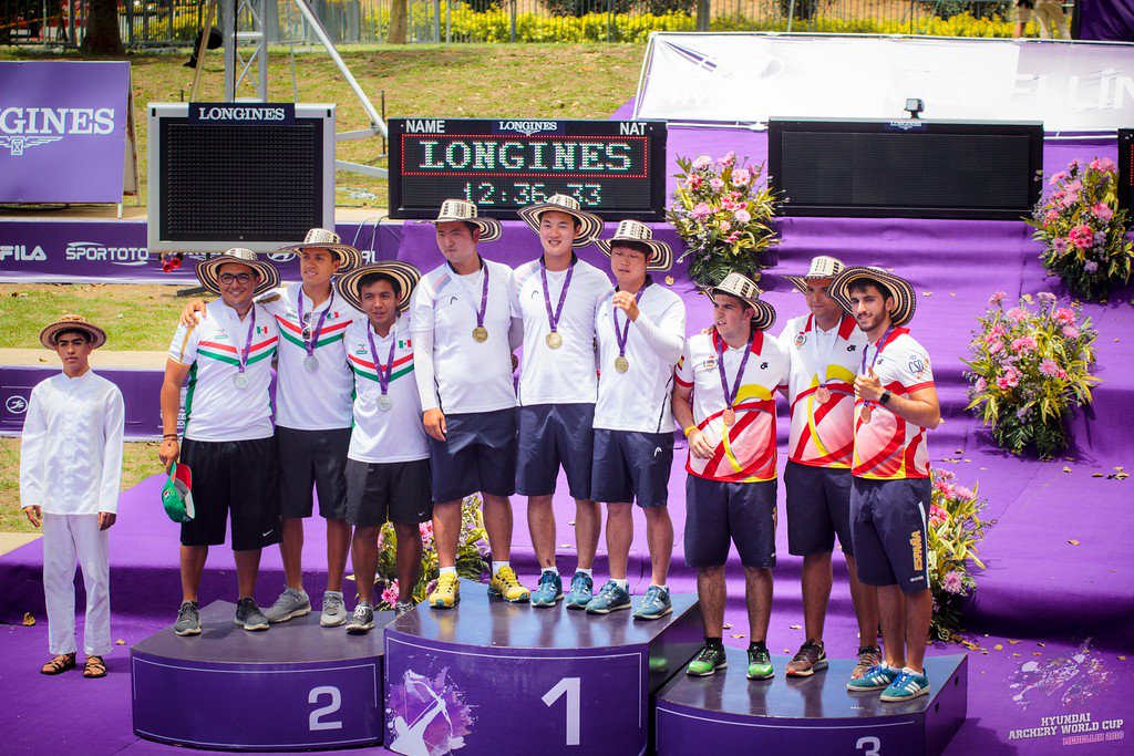 AWCMedellin's tweet photo. Recurve Men Team: 1 KOR, 2 MEX, 3 ESP #WCMedellin @worldarchery @WorldCupArchery https://t.co/XovQkPeOgs