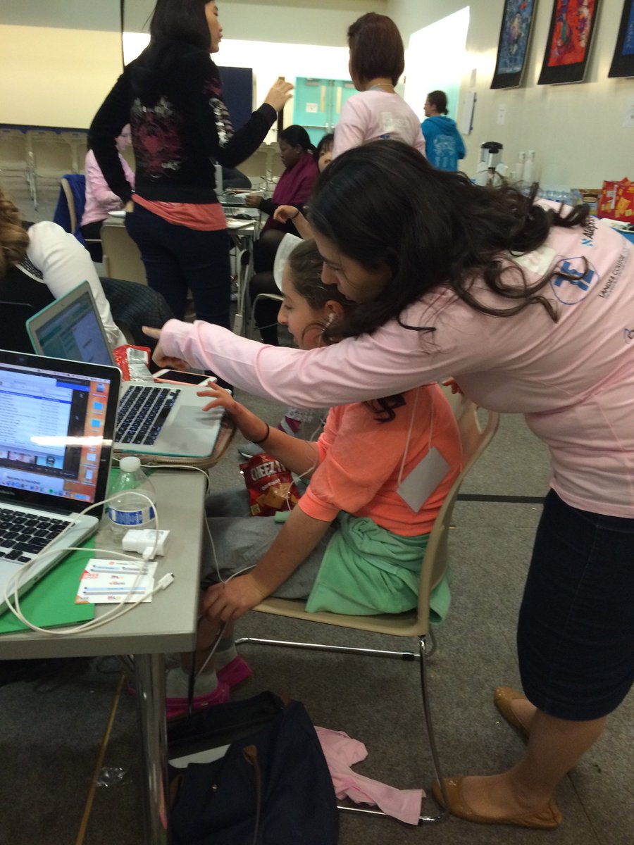 HackItTogether's tweet photo. An 11-year old stopped by and wrote her very first line of code! #HackItTogether https://t.co/Klh4LNGcdT