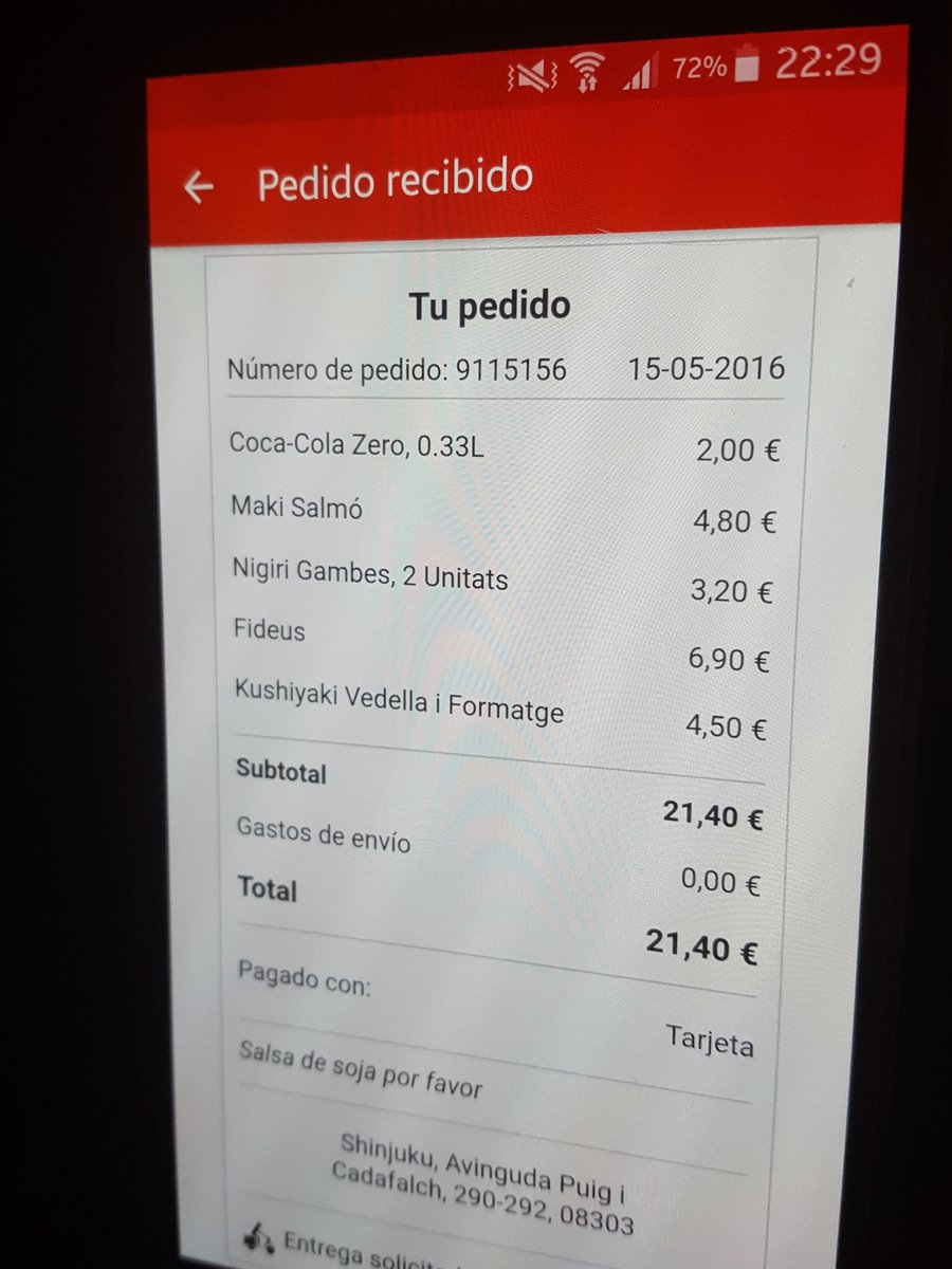samuatlas's tweet photo. @JustEat_es  todo marcha!!! A cenar =) https://t.co/bqHuTandJL