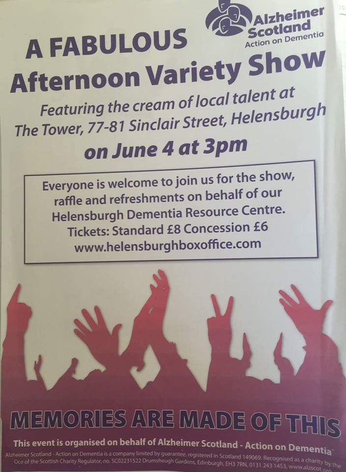 Jean5724's tweet photo. Celebrating#DAW2016 in Scotland 30 May - 5June, TY to volunteers @ReidVal537 &amp; Linda for Variety Show #awareness https://t.co/XAJrawNEv1