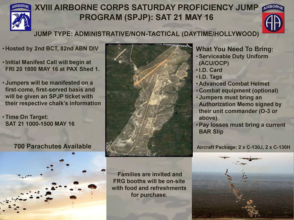 82ndABNDiv's tweet photo. Get out of the barracks and out of an aircraft! #SPJP is BACK next weekend! https://t.co/640f6IfJZW