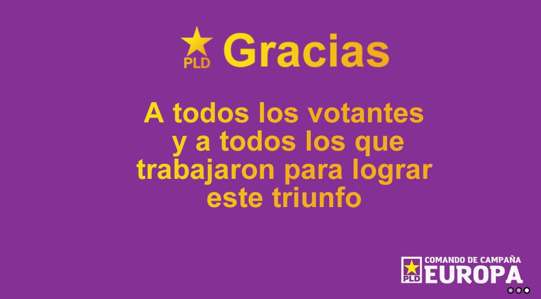 ¡PLD obtiene triunfo arrollador con más del 60% de los electores en Europa! #SoyDanilo2016 <a href="/marcos_cross/">Marcos Cross</a> <a href="/PldEuropa/">PLD Europa</a>