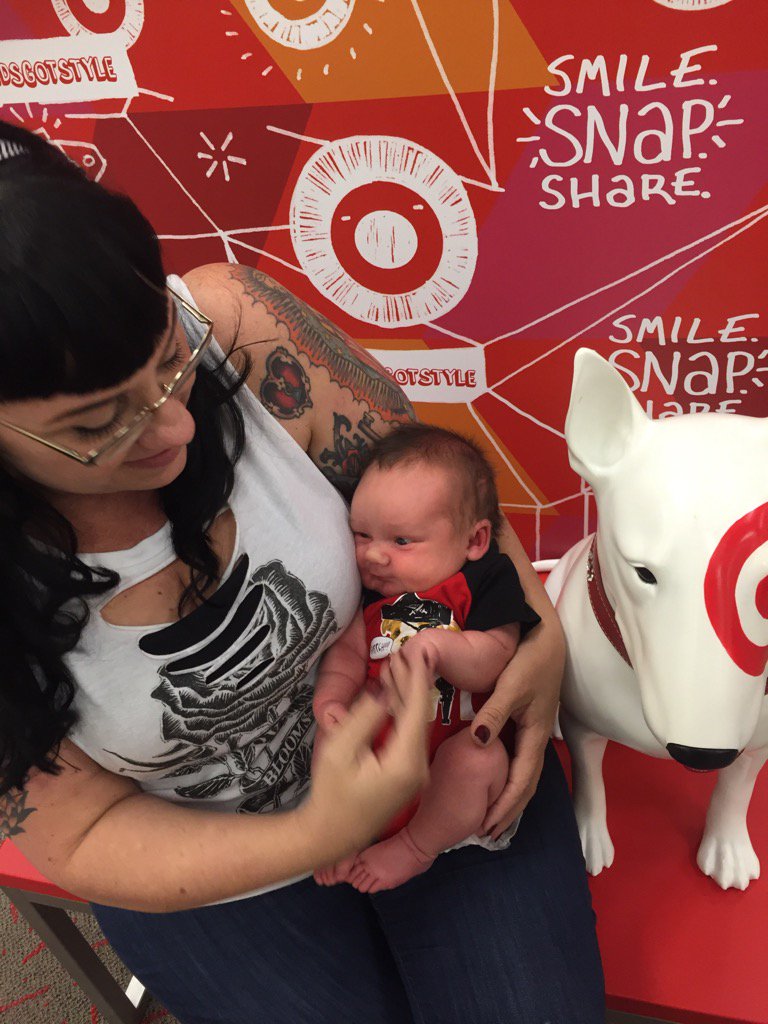 MikeAndreotti's tweet photo. My sis and my new nephew Toby @Target for his first trip. #guestforlife https://t.co/AfTIzdha8h
