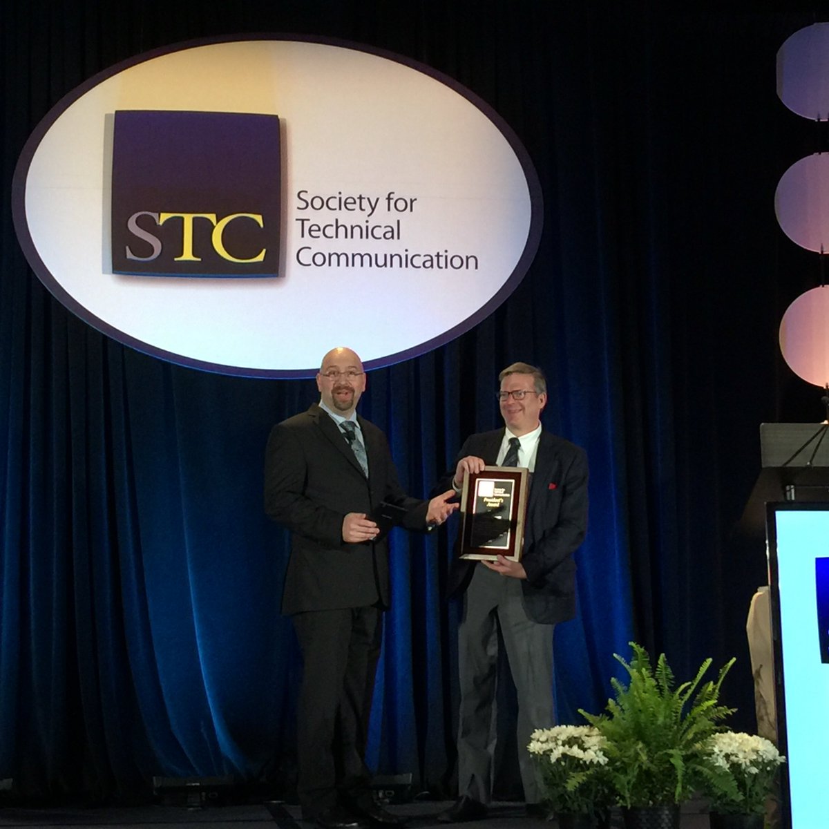 Past <a href="/stcpgh/">Greater Pittsburgh</a> and @stc_org  President <a href="/arh/">Alan Houser</a> receives the President's Award from <a href="/aschwanden4stc/">Bernard Aschwanden</a> at #stc16