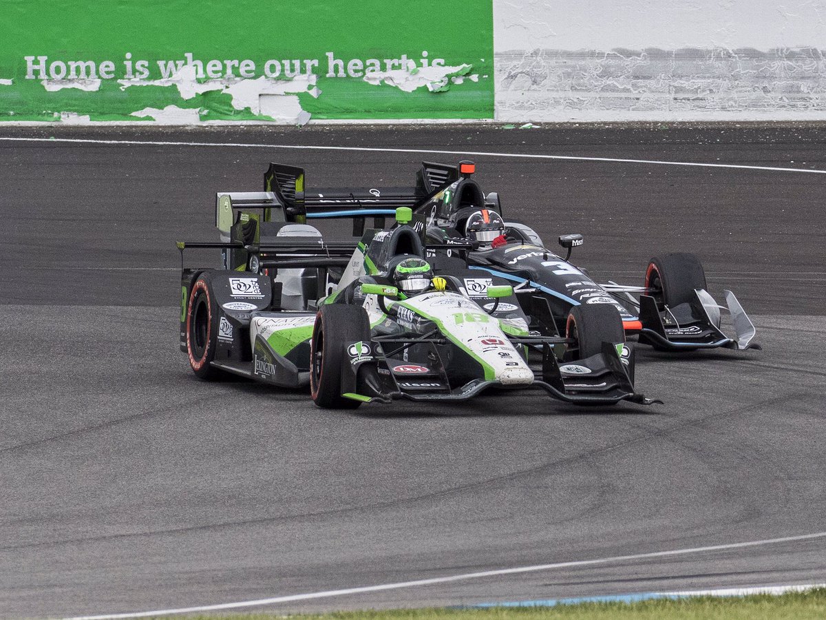 .@ConorDaly22 battles with @h3lio for the lead in yesterday's @AngiesList #GPofIndy @IMS . @jdouglas4 @DerekDaly500