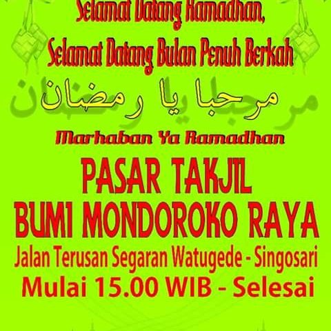 Memeriahkan Bulan Suci Ramadhan 1437 H mengadakan Pasar Takjil. Menrima kerjasama Sponsorship. 20 stan terindent