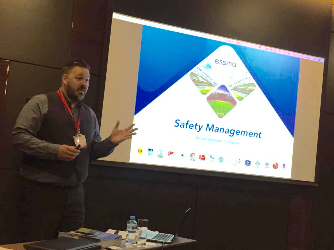 Folkx's tweet photo. Opening the @worldstadiumcon Security Day in Doha Qatar explaining our services within the Safety Expert Area https://t.co/czmSnwldnq