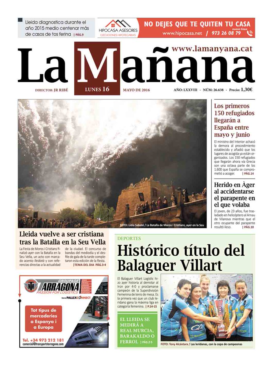 La nostra #portada d'avui dilluns. Bon dia!