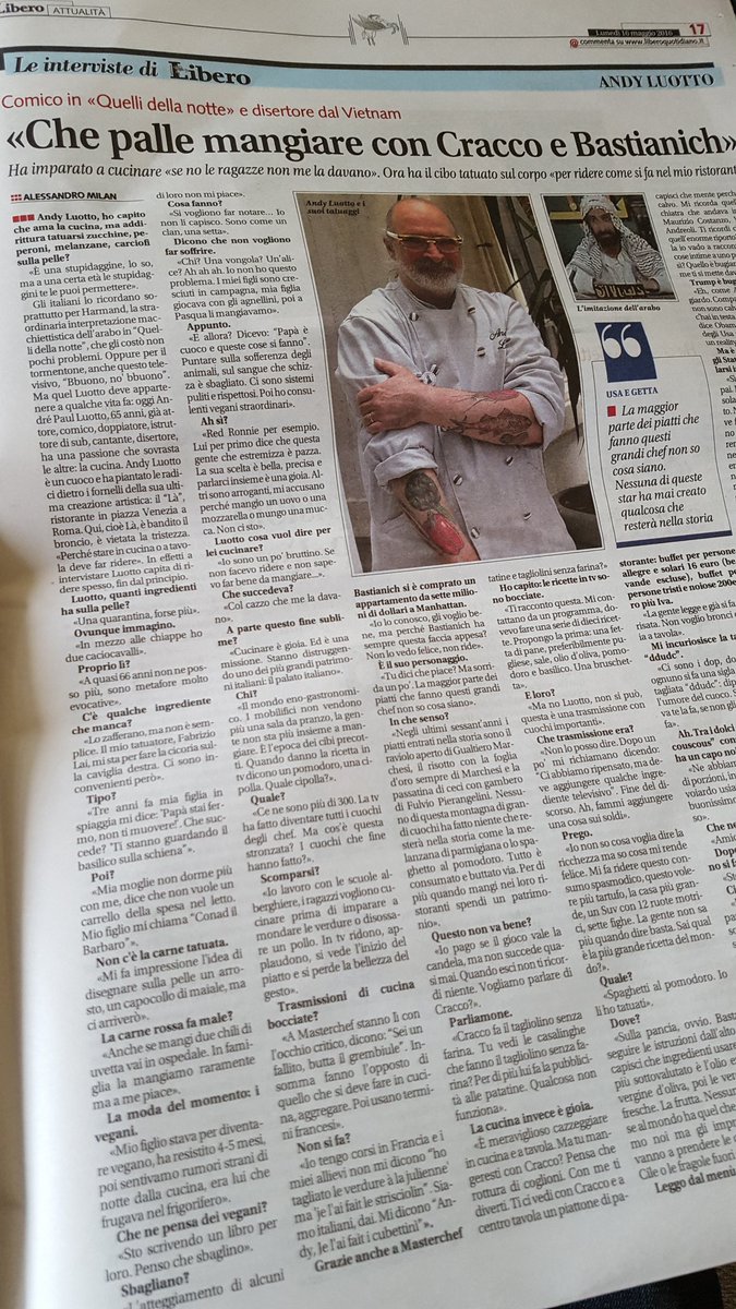 Un tale <a href="/alinomilan/">Alessandro Milan</a> intervista su Libero <a href="/LuottoAndy/">Andy Luotto</a> "Bbuono, no' bbuono"? #Rassegnati
