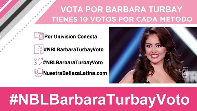 #NBLBarbaraTurbayVoto ??? @NuestraBelleza #NBLVIP #Colombia https://t.co/picMulQrgP