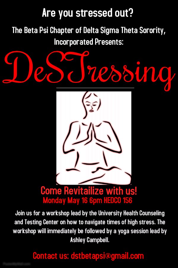 Come DeSTress with Spring '16! TOMORROW 6pm
