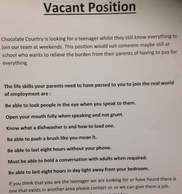 JordanJansen's tweet photo. Guess this is one job I won't get... Hilarious! 😂😂 https://t.co/nRsoRZjaDZ