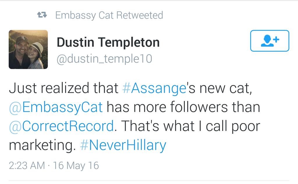 FreeEmbassyCat's tweet photo. Reminder: the Embassycat account is controlled by the Dark Lord, and not by me. Meow
#EC4Me #FreeAzrael https://t.co/aANv8OGesp