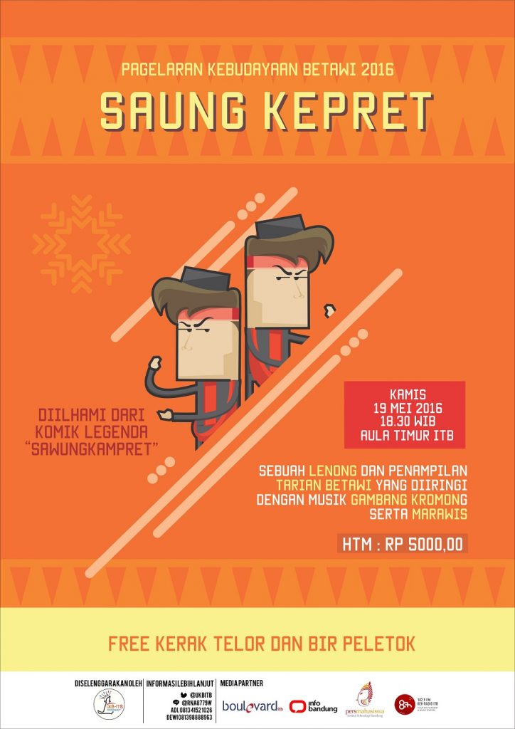 Pagelaran Kebudayaan Betawi ITB'16 “Saung Kepret” 19/5-16 AULA TIMUR ITB Free kerak telor &amp; bir pletok INFO: <a href="/UKBITB/">UKB ITB</a>