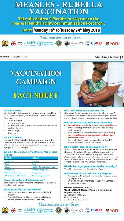 Measles - Rubella Vaccines Now Available. Details below.