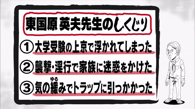 Idolpv2 別垢 東国原英夫先生の教訓 しくじった時にピンチをチャンスに変える努力が必要 1 大学受験の上京で浮かれてしまった 2 襲撃 淫行で家族に迷惑をかけた 3 気の緩みでトラップに引っかかった しくじり先生 そのまんま東