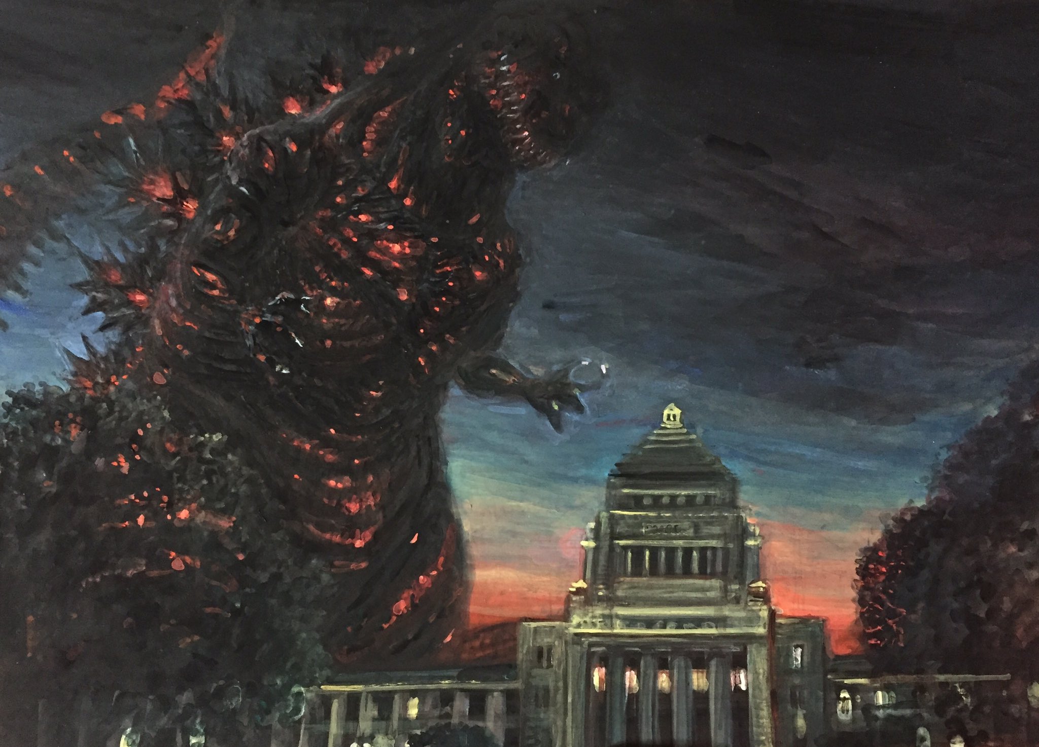 ｇ ｎ ａ En Twitter Nupotsu104 はい 1954年の第1作でこの元のシーンがありますが とてもリアルな特撮です ゴジラシリーズは核の恐怖だけでなく当時の社会問題 公害や環境破壊など を作品のテーマに取り入れるので深いです 感想ノートのゴジライラスト