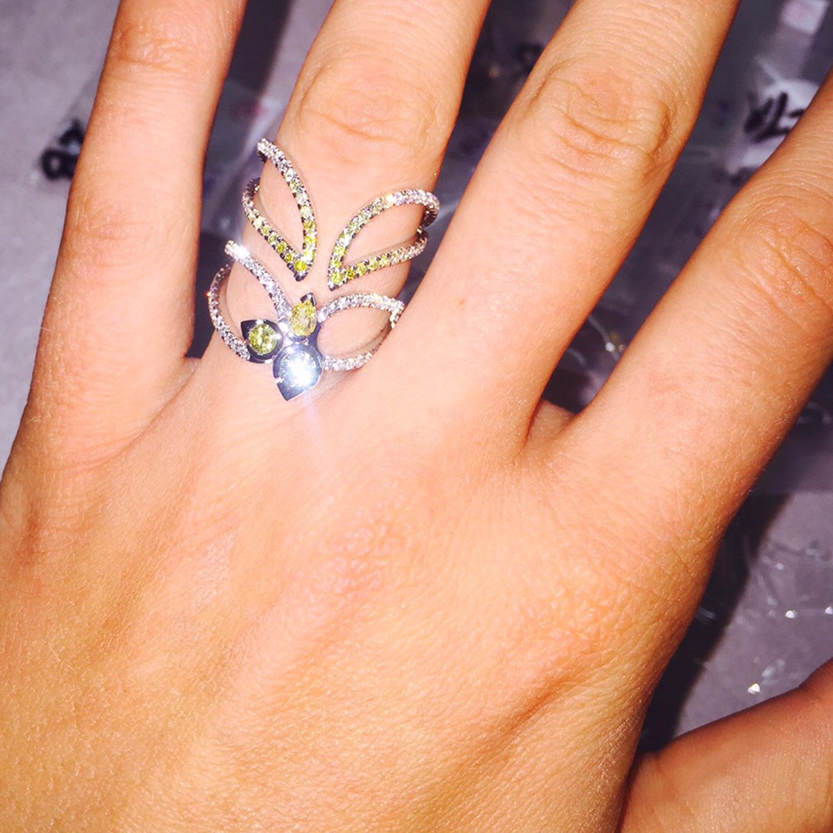 Our Astraeus Limited Edition 18k White Gold Medium Ring with Natural White &amp; Pastel Diamonds  1.60Cts £6,500.00