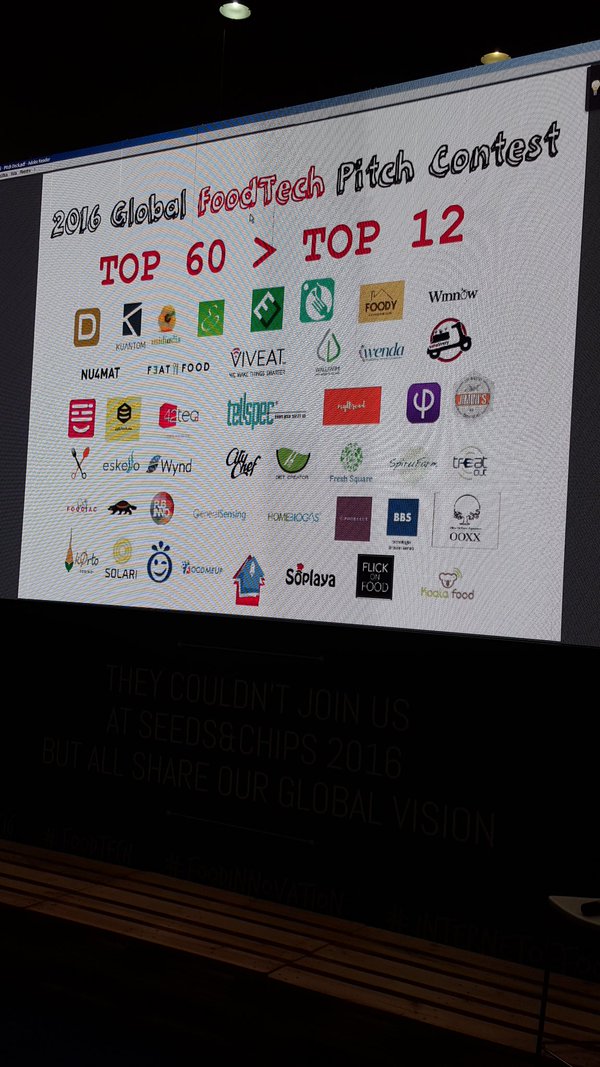 Proud to be one of TOP 60 startups at 2016 Global #Foodtech #startup Pitch Final #Contest <a href="/SEEDSandCHIPS/">Seeds&Chips</a> Milan #data