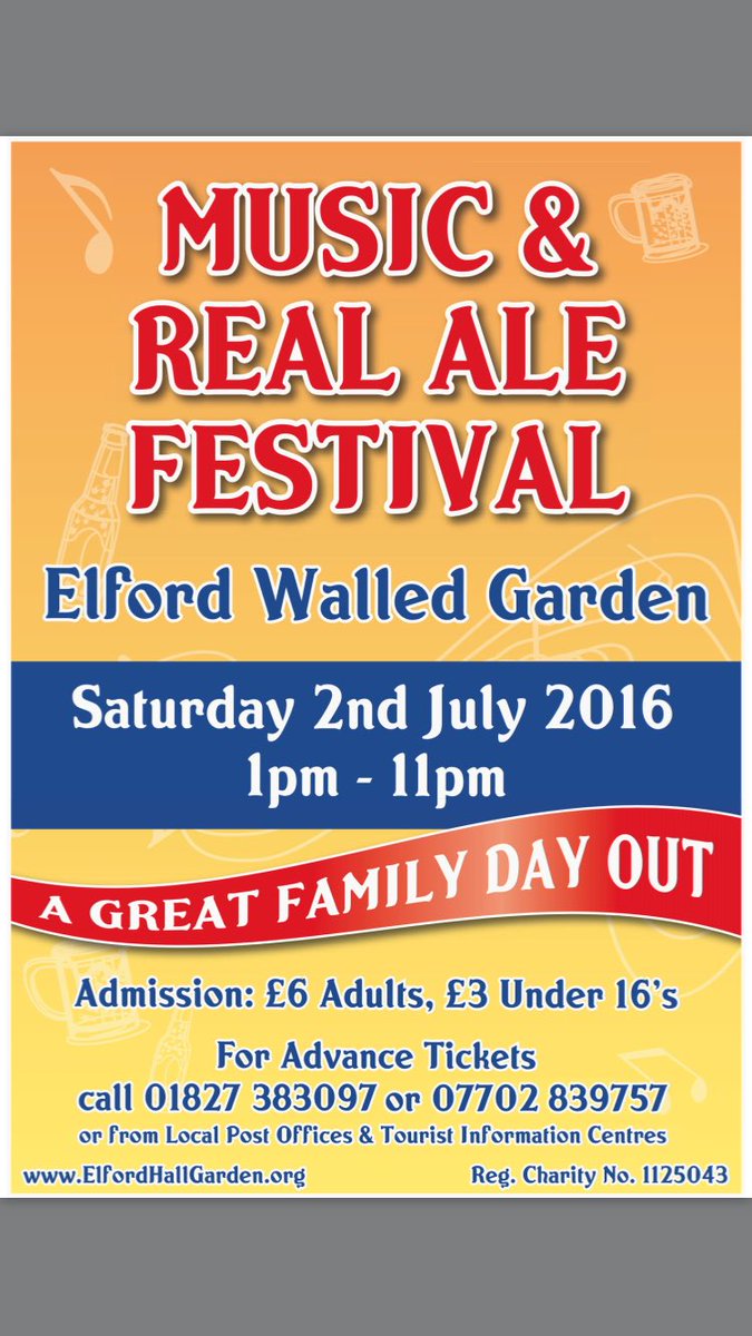 music and ale festival  is on 2nd July. See flyer for ticket info.. Promises to be another great day. #elfest