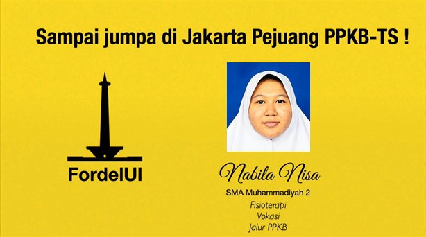Selamat Nabila Nisa - SMA Muhammadiyah2 Sidoarjo diterima di prodi Vokasi Fisioterapi UI ! <a href="/infosda/">Info Sidoarjo</a> <a href="/SMAMDAofficial/">SMAMDA</a>