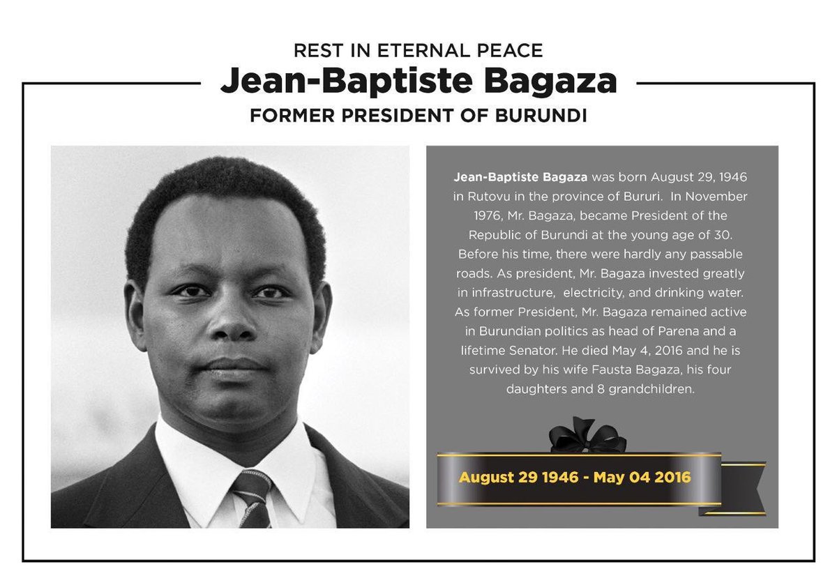 AbetterUganda_'s tweet photo. Jean-Baptiste Bagaza, the former president of Burundi died on Wednesday morning in Brussels. He was 69. RIP https://t.co/T1LsVForlJ