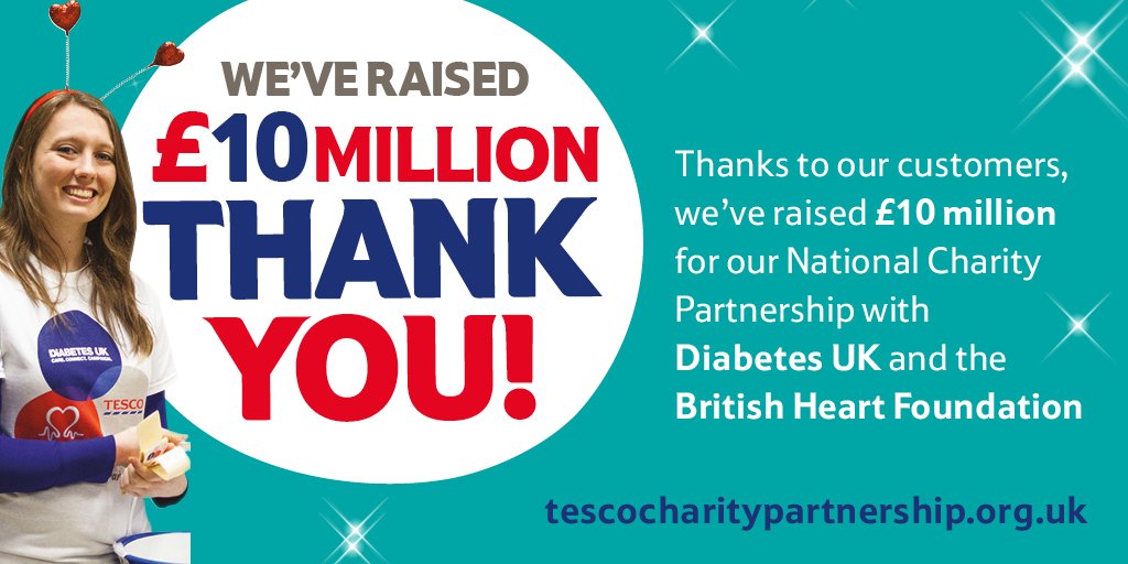 Thanks for raising over £10m for National Charity Partnership with <a href="/TheBHF/">British Heart Foundation</a> and <a href="/DiabetesUK/">Diabetes UK</a> tes.co/CharityPartner…