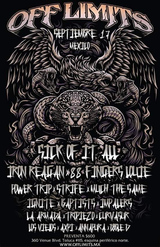 axpirocks's tweet photo. Festival @OfflimitsMx Sábado 17 de Septiembre 2016 @360eVenue México City #ROCKNIGHT #OffLimits 🔊 👹 🍻 https://t.co/TtU1BKLNDX