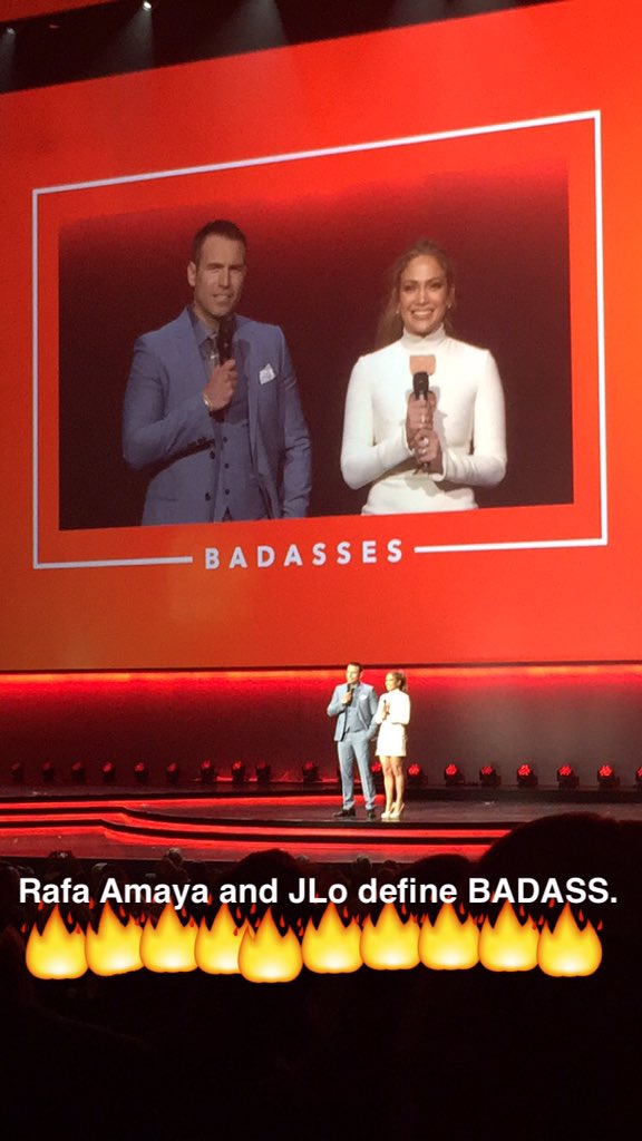 Telemundo's tweet photo. The chemistry between @RafaAmayaNunez and @JLo is UN-REAL. #NBCU2016 https://t.co/PtUP4LHr2I