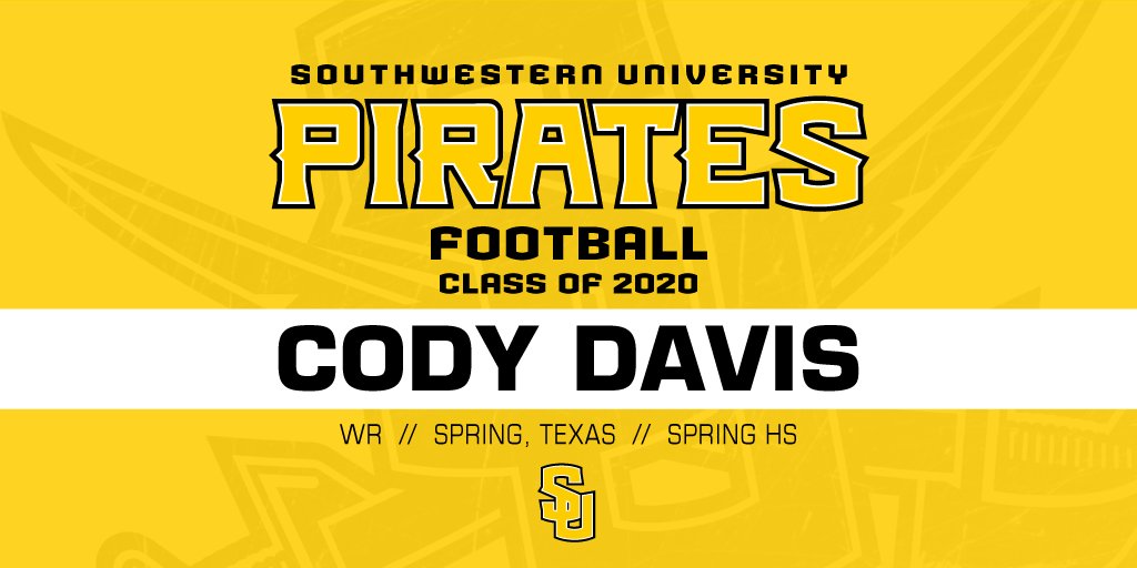 SUPiratesFB's tweet photo. SUFB welcomes #HTown WR Cody Davis @Ocho_Loko #APiratesLife16 #BeSouthwestern https://t.co/GJC2qbZOwg
