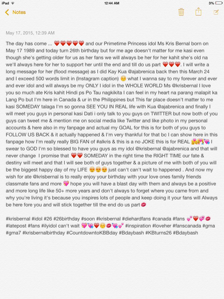 iamjanetropia's tweet photo. This is from last year message for you ate idol @soKRISme ✌️😂 idk if u read it na before but wanted to show this 😘💋 https://t.co/9a1g2MY0lA
