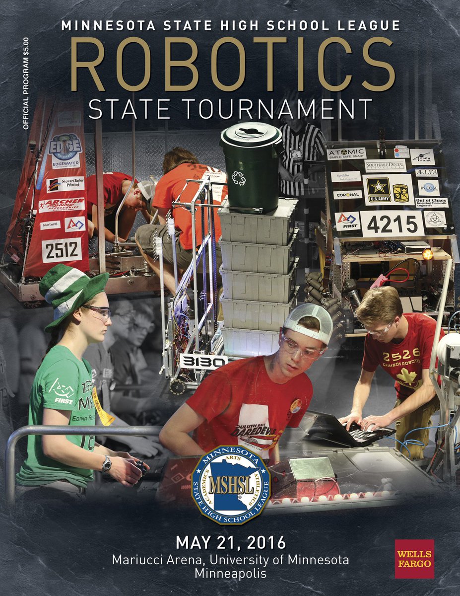 #mshsl state robotics tourney will be held Saturday at Mariucci Arena. Here's the cover of the souvenir program.