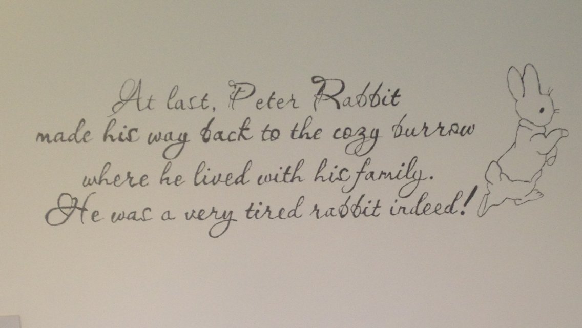 Crowshow13's tweet photo. More images from Peter Rabbit mural.. #quote#mural#peterrabbit#nursery https://t.co/8hCcthuDEi