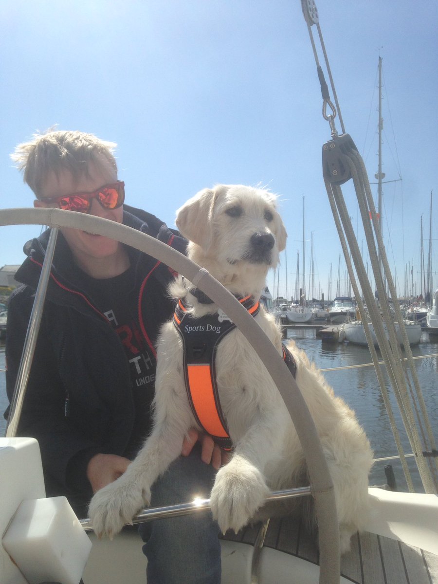 Becka_E_Morris's tweet photo. Amazing weekend in the #sun with my favourites. Even took the #puppy #sailing #helming #cutenessoverload https://t.co/pdUhTY7vLZ