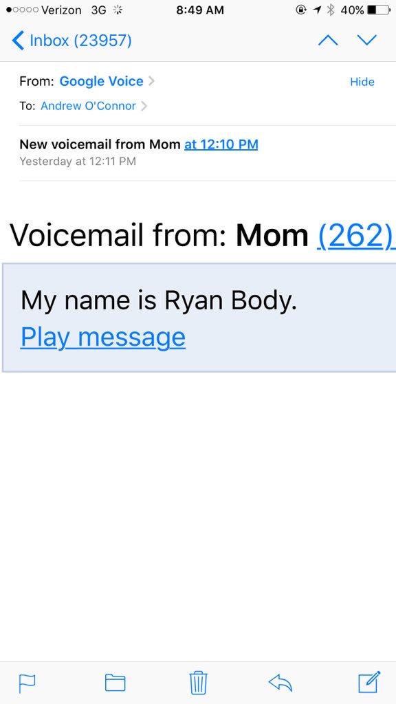 AOCinDC's tweet photo. OK mom, but is this the kind of thing you really want to communicate to me via voicemail? #googlevoicefail https://t.co/KlUzDt6Lim