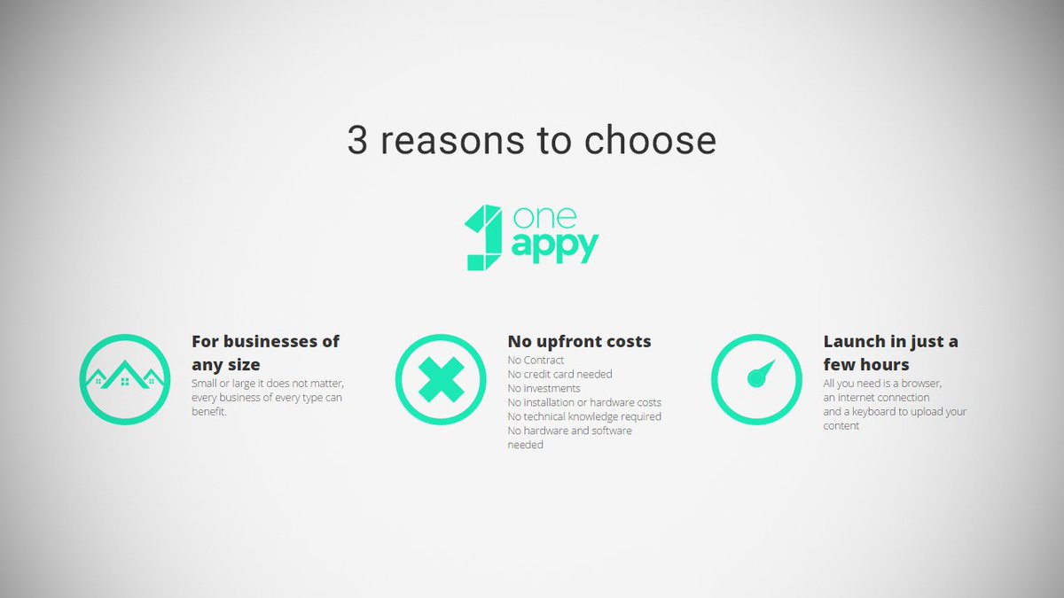 OneAppyApp's tweet photo. Here are 3 reasons why to choose #OneAppy! Learn more: https://t.co/z3mqd7DyxY #business #mobileapp #app #tech https://t.co/Pjcg6dZVrW